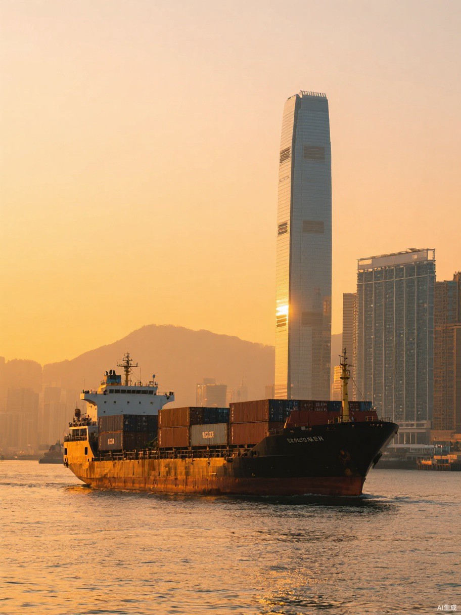 Hong Kong harbour at sunrise